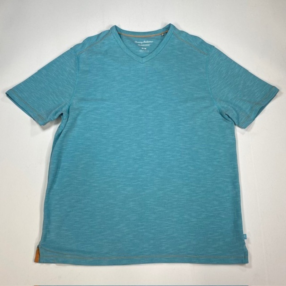 Tommy Bahama IslandZone Mens V-Neck T-Shirt Turquoise Blue Space Dye M T222354